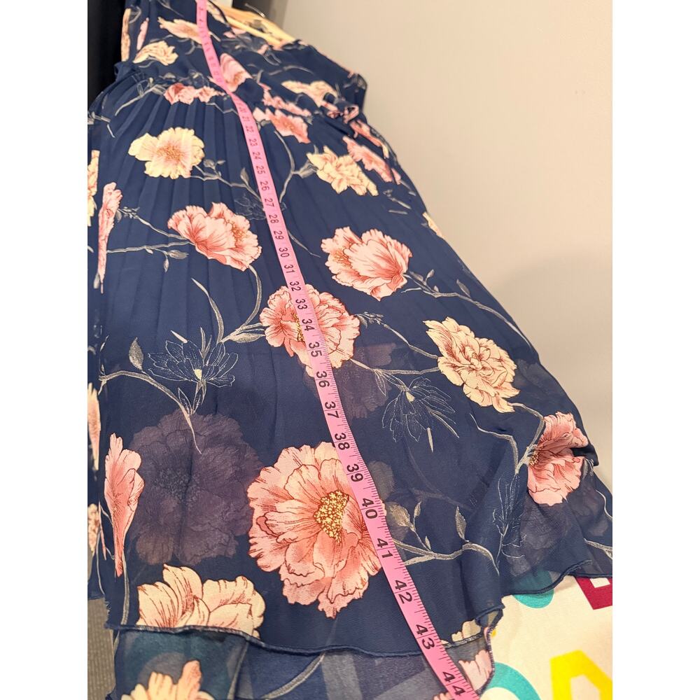Indigo Rose Navy Pink Floral Pleated Midi Dress Plus Size 2XL - Picture 6 of 7